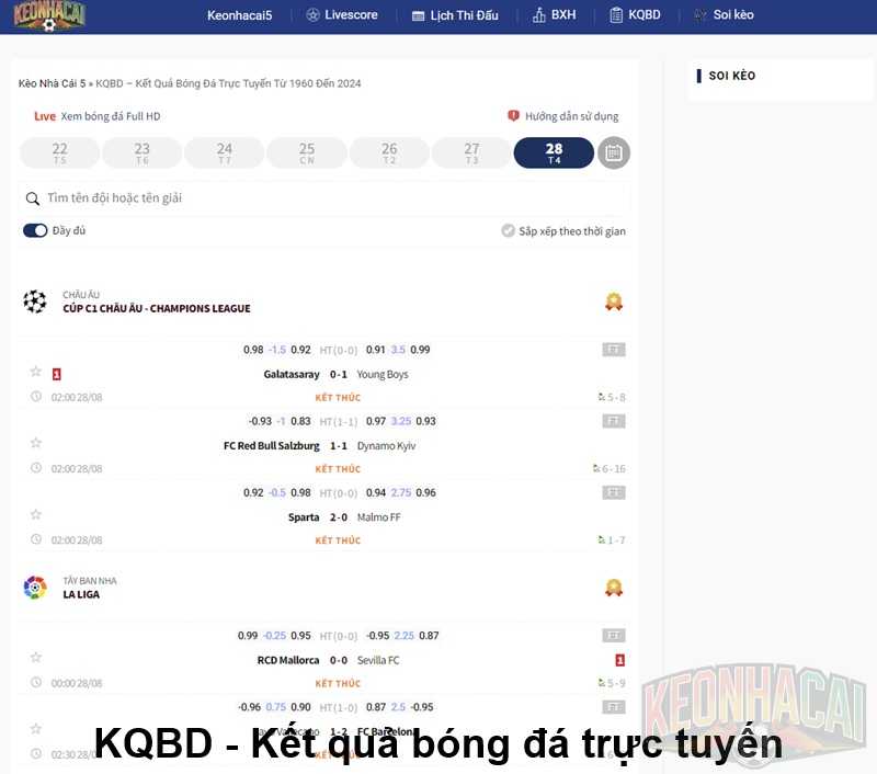 KQBD - Kết quả bóng đá trực tuyến